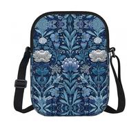LPWTYCBV Morris Pattern Blue Printed Zipper Messenger Bag Lightweight Waterproof 600d Oxford Cloth, Adjustable Shoulder Strap