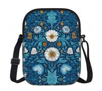 LPWTYCBV Morris Pattern Blue Printed Zipper Messenger Bag Lightweight Waterproof 600d Oxford Cloth, Adjustable Shoulder Strap