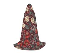 LPWTYCBV Morris Pattern Red Print Hooded Cape For Teenagers Comfortable And Durable Costume Cape For Halloween