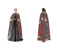 LPWTYCBV Morris Pattern Red Print Hooded Cloak Perfect For Halloween And Costume Parties