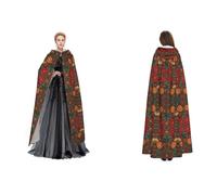 LPWTYCBV Morris Pattern Red Print Hooded Cloak Perfect For Halloween And Costume Parties
