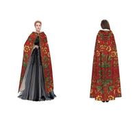 LPWTYCBV Morris Pattern Red Print Hooded Cloak Perfect For Halloween And Costume Parties