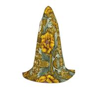 LPWTYCBV Morris Pattern Yellow Print Hooded Cape For Teenagers Comfortable And Durable Costume Cape For Halloween
