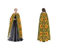 LPWTYCBV Morris Pattern Yellow Print Hooded Cloak Perfect For Halloween And Costume Parties