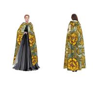 LPWTYCBV Morris Pattern Yellow Print Hooded Cloak Perfect For Halloween And Costume Parties