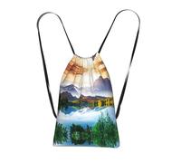 LPWTYCBV Mountain Lake View Sunny Day Nature Print Ultra-Lightweight 14l Reusable Polyester Travel Backpack For Shopping, Commuting, And Everyday Carry