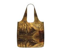 LPWTYCBV Nautical Sailing Pirate Theme Print Storage Bag With A Drawstring Backpack With Ripstop Polyester Fabric