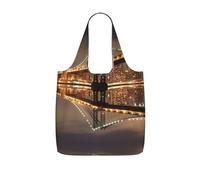 LPWTYCBV New York Manhattan Bridge Night Print Storage Bag With A Drawstring Backpack With Ripstop Polyester Fabric