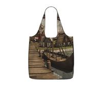 LPWTYCBV Old Viking Boat Print Storage Bag With A Drawstring Backpack With Ripstop Polyester Fabric