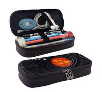 LPWTYCBV Outer Space Galaxy Solar System Printed Leather Pencil Case with Zipper Seal is Very Suitable for Daily Use.
