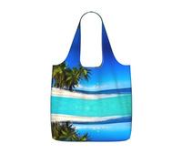 LPWTYCBV Palm Trees And Clear Sea Print Storage Bag With A Drawstring Backpack With Ripstop Polyester Fabric