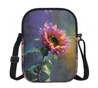 LPWTYCBV Pastel Sunflower Printed Zipper Messenger Bag Lightweight Waterproof 600d Oxford Cloth, Adjustable Shoulder Strap