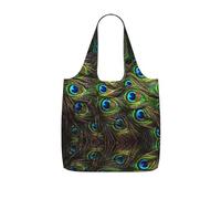 LPWTYCBV Peacock Feather Print Storage Bag With A Drawstring Backpack With Ripstop Polyester Fabric
