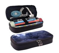 LPWTYCBV Pirate Sailboat Full Moon Printed Leather Pencil Case with Zipper Seal is Very Suitable for Daily Use.