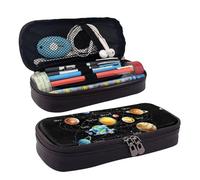 LPWTYCBV Planets Stars and Milky Way Galaxy Printed Leather Pencil Case with Zipper Seal is Very Suitable for Daily Use.