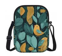 LPWTYCBV Plant Bird Printed Zipper Messenger Bag Lightweight Waterproof 600d Oxford Cloth, Adjustable Shoulder Strap