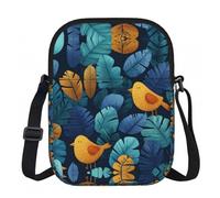 LPWTYCBV Plant Bird Printed Zipper Messenger Bag Lightweight Waterproof 600d Oxford Cloth, Adjustable Shoulder Strap