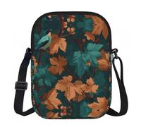 LPWTYCBV Plant Bird Printed Zipper Messenger Bag Lightweight Waterproof 600d Oxford Cloth, Adjustable Shoulder Strap