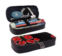 LPWTYCBV Poppy Flowers Vivid Petals Printed Leather Pencil Case with Zipper Seal is Very Suitable for Daily Use.