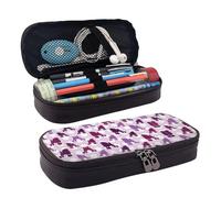 LPWTYCBV Purple Poodle Polka Dot Printed Leather Pencil Case with Zipper Seal is Very Suitable for Daily Use.