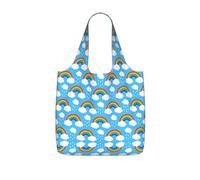 LPWTYCBV Rainbow Clouds Raindrop Print Storage Bag With A Drawstring Backpack With Ripstop Polyester Fabric