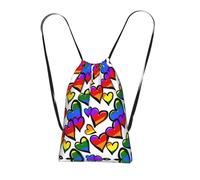 LPWTYCBV Rainbow Colored Gay Pride Hearts Print Ultra-Lightweight 14l Reusable Polyester Travel Backpack For Shopping, Commuting, And Everyday Carry
