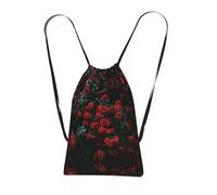 LPWTYCBV Red And Black Rose Print Ultra-Lightweight 14l Reusable Polyester Travel Backpack For Shopping, Commuting, And Everyday Carry