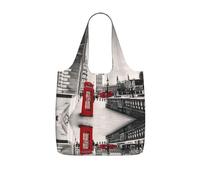 LPWTYCBV Red Phone Booth London Street Print Storage Bag With A Drawstring Backpack With Ripstop Polyester Fabric