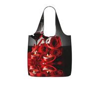LPWTYCBV Red Wine Rose And Candle Print Storage Bag With A Drawstring Backpack With Ripstop Polyester Fabric