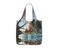 LPWTYCBV Safflower Flying Fish Print Storage Bag With A Drawstring Backpack With Ripstop Polyester Fabric