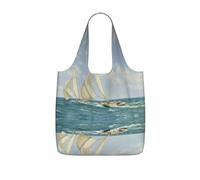 LPWTYCBV Sailboat Ship Landscape Print Storage Bag With A Drawstring Backpack With Ripstop Polyester Fabric