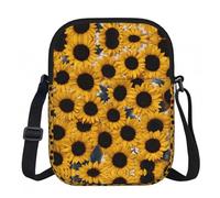 LPWTYCBV Scattered Sunflower Printed Zipper Messenger Bag Lightweight Waterproof 600d Oxford Cloth, Adjustable Shoulder Strap