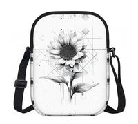 LPWTYCBV Sketch Sunflower Printed Zipper Messenger Bag Lightweight Waterproof 600d Oxford Cloth, Adjustable Shoulder Strap