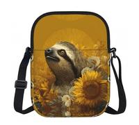 LPWTYCBV Sloth Sunflower Printed Zipper Messenger Bag Lightweight Waterproof 600d Oxford Cloth, Adjustable Shoulder Strap