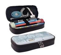 LPWTYCBV Snow Falling in The Park Printed Leather Pencil Case with Zipper Seal is Very Suitable for Daily Use.
