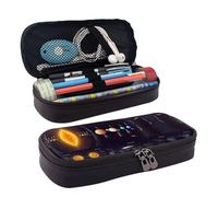 LPWTYCBV Solar System Jupiter Saturn Printed Leather Pencil Case with Zipper Seal is Very Suitable for Daily Use.