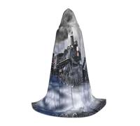 LPWTYCBV Steam Train Clouds Print Hooded Cape For Teenagers Comfortable And Durable Costume Cape For Halloween