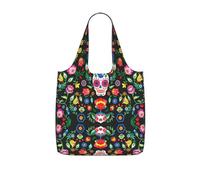 LPWTYCBV Sugar And Skulls And Flowers Print Storage Bag With A Drawstring Backpack With Ripstop Polyester Fabric
