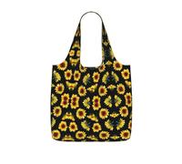 LPWTYCBV Sunflower Blooming Flowers Plants Black And Yellow Print Storage Bag With A Drawstring Backpack With Ripstop Polyester Fabric