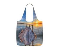 LPWTYCBV Sunset Scenery Print Storage Bag With A Drawstring Backpack With Ripstop Polyester Fabric