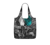 LPWTYCBV Teal Gray Rose Print Storage Bag With A Drawstring Backpack With Ripstop Polyester Fabric