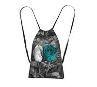 LPWTYCBV Teal Gray Rose Print Ultra-Lightweight 14l Reusable Polyester Travel Backpack For Shopping, Commuting, And Everyday Carry