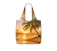 LPWTYCBV Tropical Beach Palm Tree Sunset Print Storage Bag With A Drawstring Backpack With Ripstop Polyester Fabric