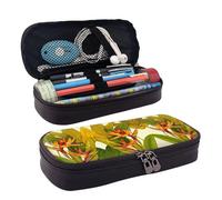LPWTYCBV Tropical Bird of Paradise Printed Leather Pencil Case with Zipper Seal is Very Suitable for Daily Use.
