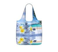 LPWTYCBV Tropical Flower And Zen Stone Print Storage Bag With A Drawstring Backpack With Ripstop Polyester Fabric