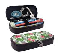 LPWTYCBV Tropical Leaves Printed Leather Pencil Case with Zipper Seal is Very Suitable for Daily Use.