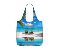 LPWTYCBV White Beach Tropical Sea Print Storage Bag With A Drawstring Backpack With Ripstop Polyester Fabric