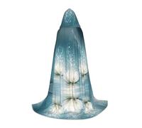 LPWTYCBV White Lotus Flowers Print Hooded Cape For Teenagers Comfortable And Durable Costume Cape For Halloween