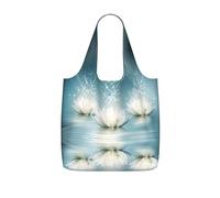 LPWTYCBV White Lotus Flowers Print Storage Bag With A Drawstring Backpack With Ripstop Polyester Fabric