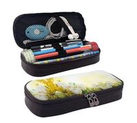 LPWTYCBV White Tulips Flowers Printed Leather Pencil Case with Zipper Seal is Very Suitable for Daily Use.